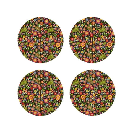 

Tideii Paisley7 for Leather Coasters 4 Pieces Anti-fouling and Anti-scalding Decorative Coasters Suitable for Restaurants Kitchens Coffee Shops-Round Shape