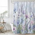 thumbnail image 4 of Spring Lavender Bathroom Shower Curtains with 12 Hooks Polyester Waterproof Shower Curtain for Stalls and Bathtubs Watercolor Floral Botanical Leaves Blue Decorative Bathroom Curtain 60x72 Inches, 4 of 9