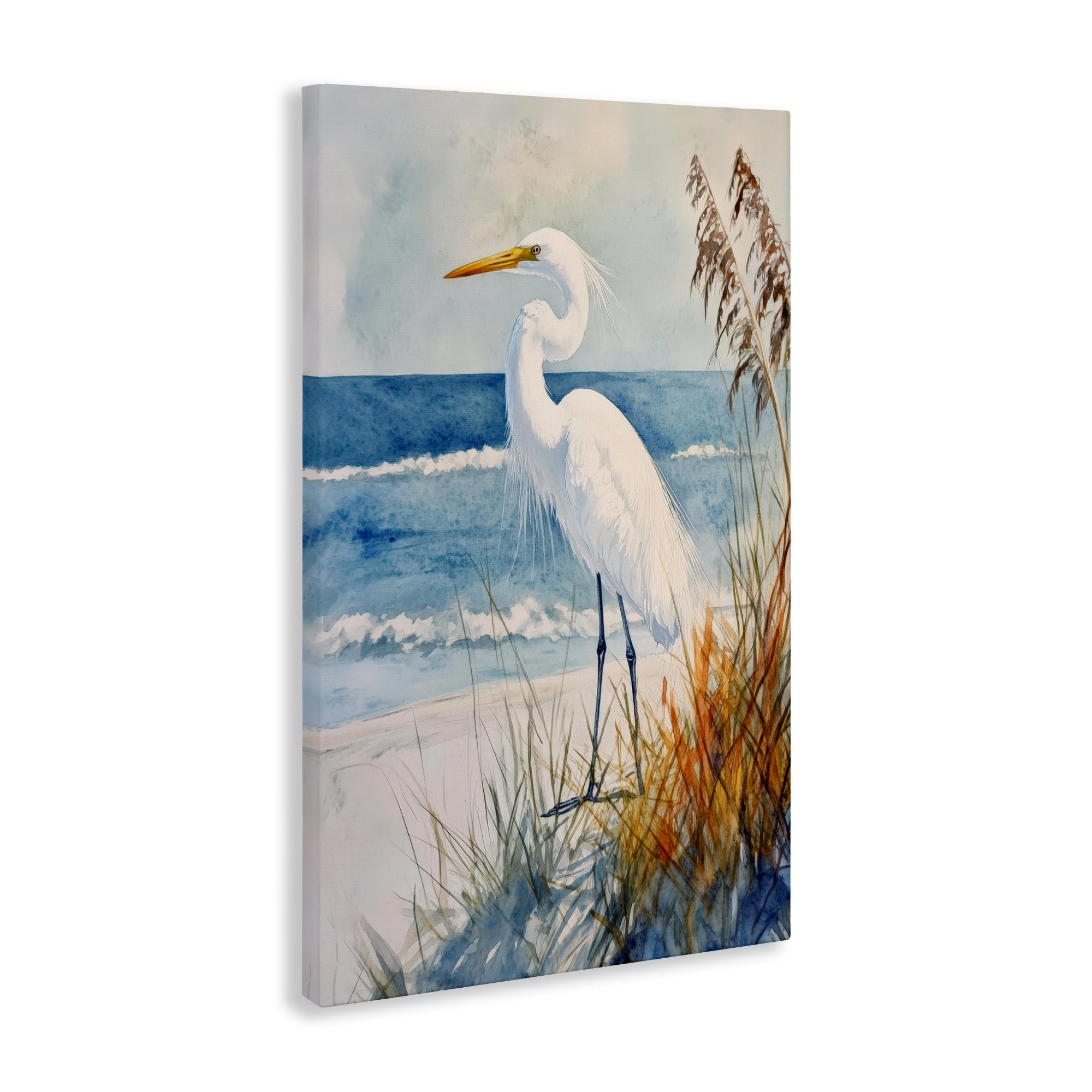 Stupell Industries Egret By The Waves Canvas Wall Art, design by Petal Prints Design