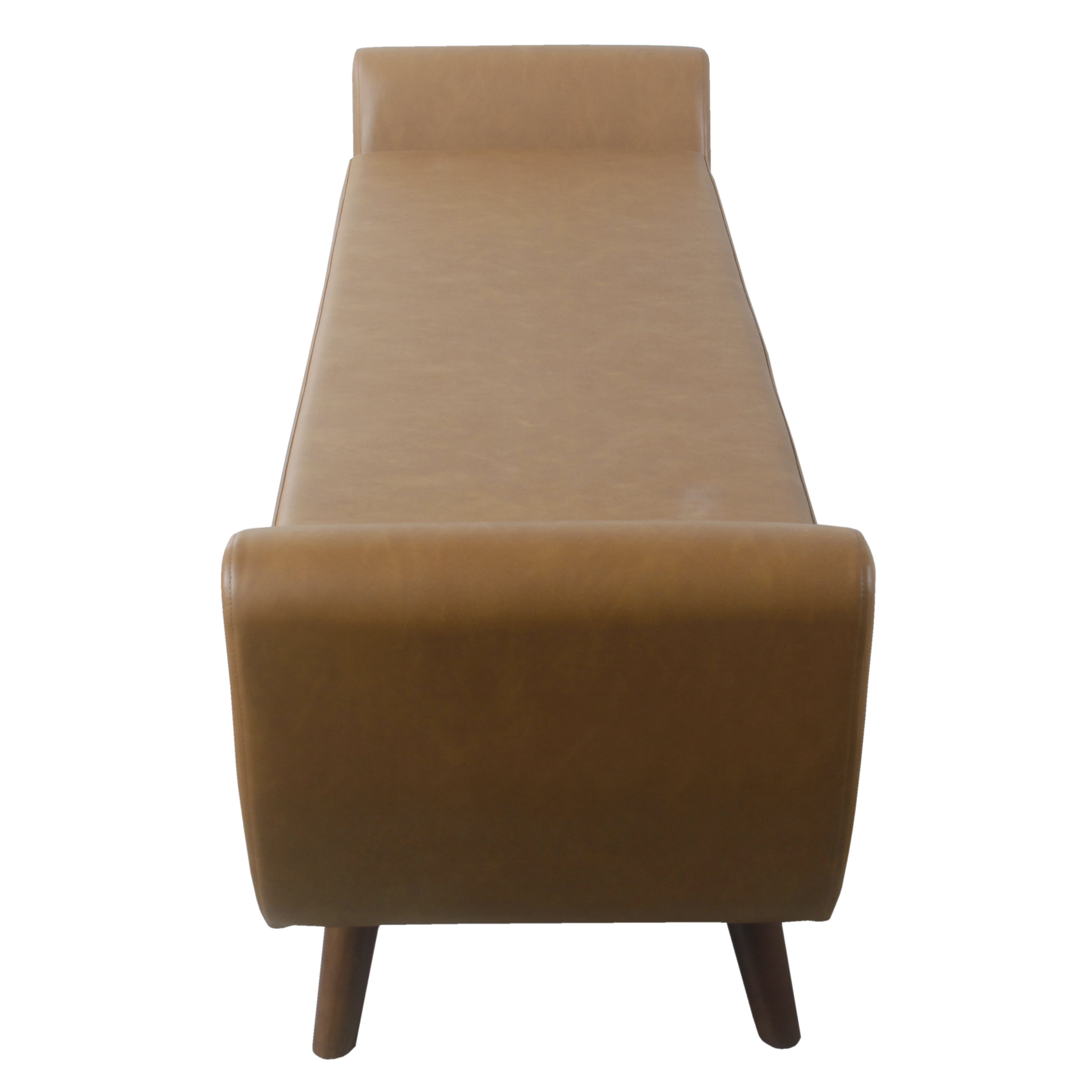 HomePop Modern Storage Bench with Wood Legs - Carmel Vegan Leather