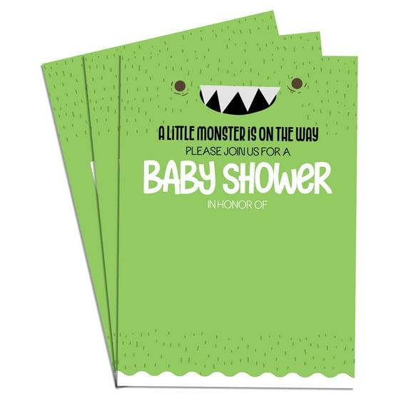 Monster Shower Party Invitation To Celebrate Mom-To-Be Baby Shower Invite for Boys Girls 25 Single-Sided Baby Shower Card 5x7"
