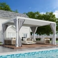 thumbnail image 1 of Hommow Pergola à Persiennes 10x12, Pergola d'Extérieur en Aluminium avec Toit à Persiennes Réglables, Filets Imperméables Inclus, Blanc, 1 of 8