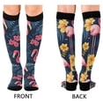 thumbnail image 4 of FORMRS Womens Knee High Socks Casual Long Thick Travel Daily Wear, 1 Pair, Red Floral Flamingo, 4 of 6