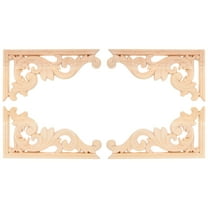 NUOLUX 4Pcs Carved Wood Trim For Corners Square Khaki 13*7Cm