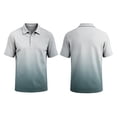 thumbnail image 3 of KLHDSF Men's Polo Shirts Short Sleeve Gradient Color Gym Workout Golf T-Shirt Casual Fashion V Neck Button Down Tops 2026 Light Gray XXL, 3 of 7