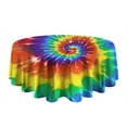 thumbnail image 5 of Colorful Tie Dye Pattern Round Tablecloth 60"x60",Wrinkle Wipeable Table Cloth for Kitchen Dining Room Picnic Patio Party, 5 of 6