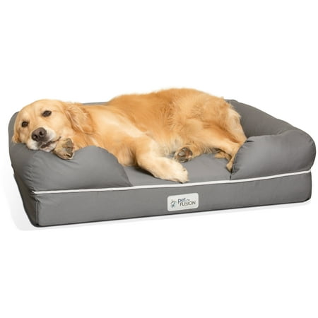 PetFusion PetFusion Ultimate Memory Foam Lounger Dog Bed, Large, 36u0022x28u0022x9u0022 Pet Dog Bed, Large, Gray