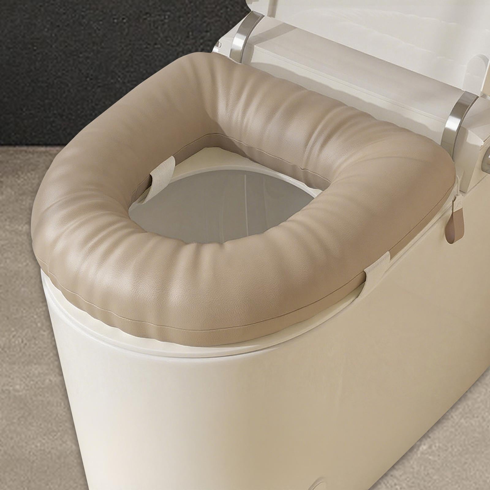 Raised Toilet Seat Cushion Cover Waterproof PU Leather Surface for Standard Toilets and Home Bathroom Safety