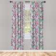thumbnail image 2 of Ambesonne Fairytale Curtains, Unicorn Castle Flowers, Pair of 28"x84", Pastel Pink Pale Seafoam, 2 of 4