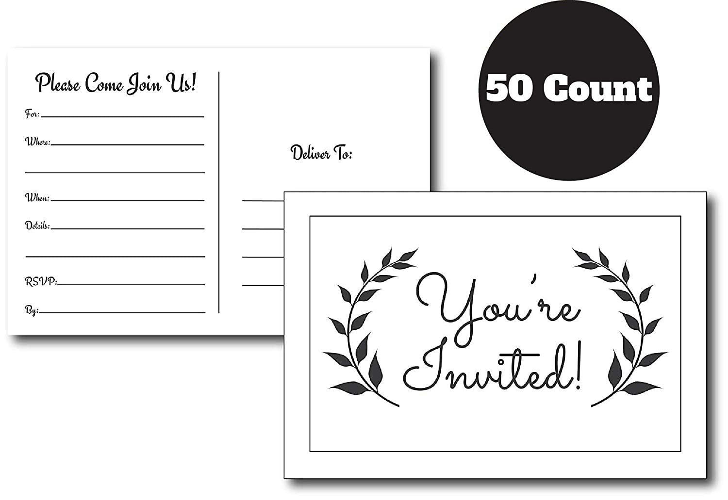 50 Simple & Modern Fill in Party Invitations for Any Occasion, Birthday Party Invitations, Baby Shower, Bridal Party, Retirement Party, Party Invitations for Girls, Boys, Men, Women, Graduation Party