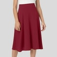 thumbnail image 2 of RUTAYY Women Comfy Basic Solid Color Stretch A-Line Flared Knee Length Skirt Casual Travel Skirts, 2 of 4