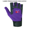 thumbnail image 5 of Women Ladies Wheelchair User Gloves Mobility Disability Fingerless Long Thumb Leather Palm Wheelchair Gloves Purple-XS, 5 of 6