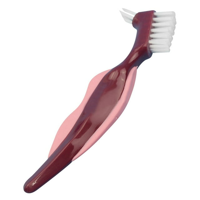 Denture Brush Dual Head Non-slip Handle False Teeth Toothbrush Denture Supplies