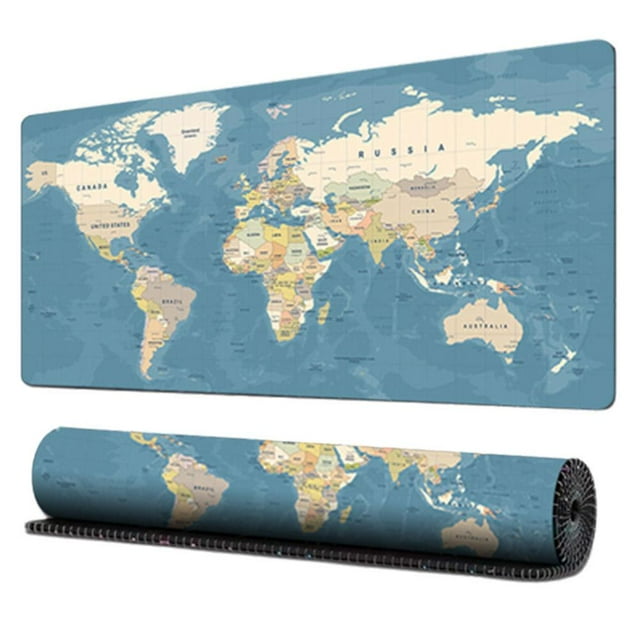Extra Large World Map Gaming Mouse Pad & Desk Mat with Anti-Slip Rubber Base | Extended Stitched Edges for PC Laptop Keyboard & Mouse | Durable Cloth Surface | 300x800x2mm