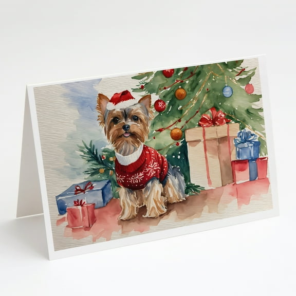 Yorkie Christmas Greeting Cards and Envelopes Pack of 8 7 in x 5 in