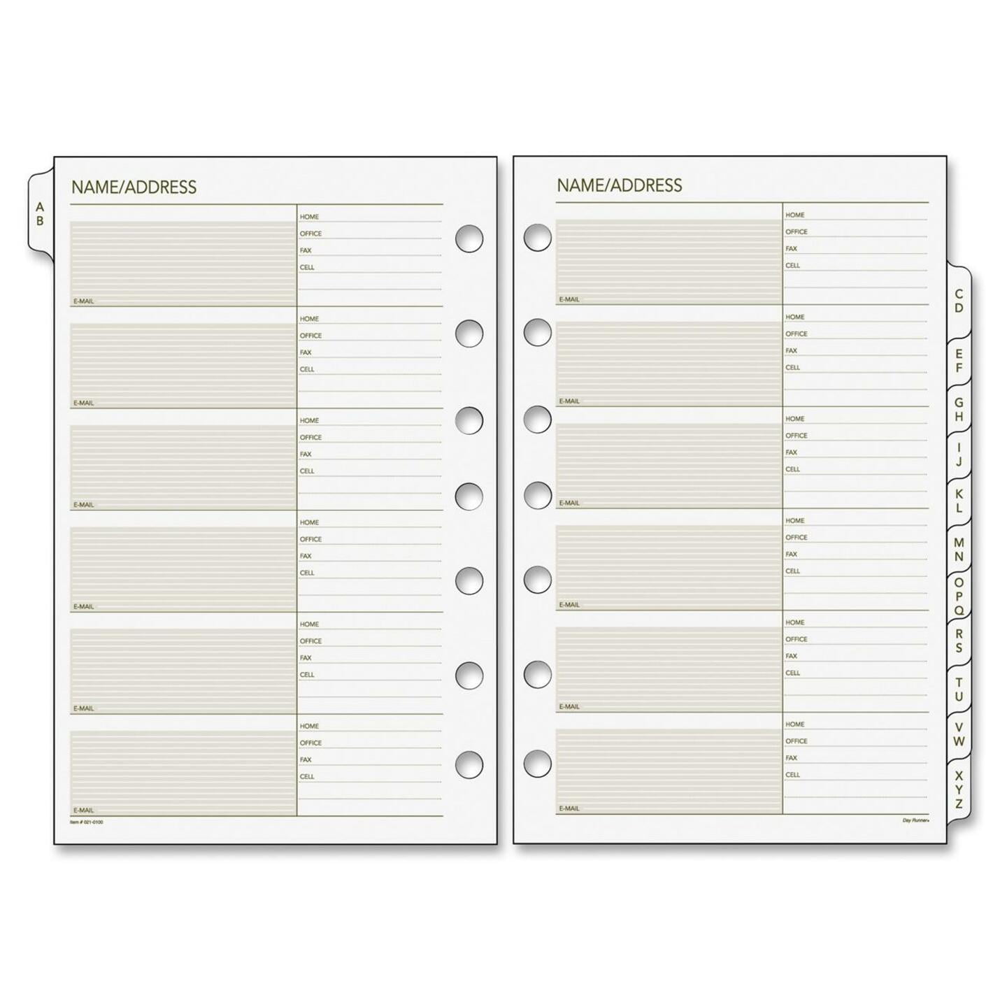 Daily Planner 3 Ring Dry Erase Inserts 5 Pages 1 Week Planning Address Day BY3 