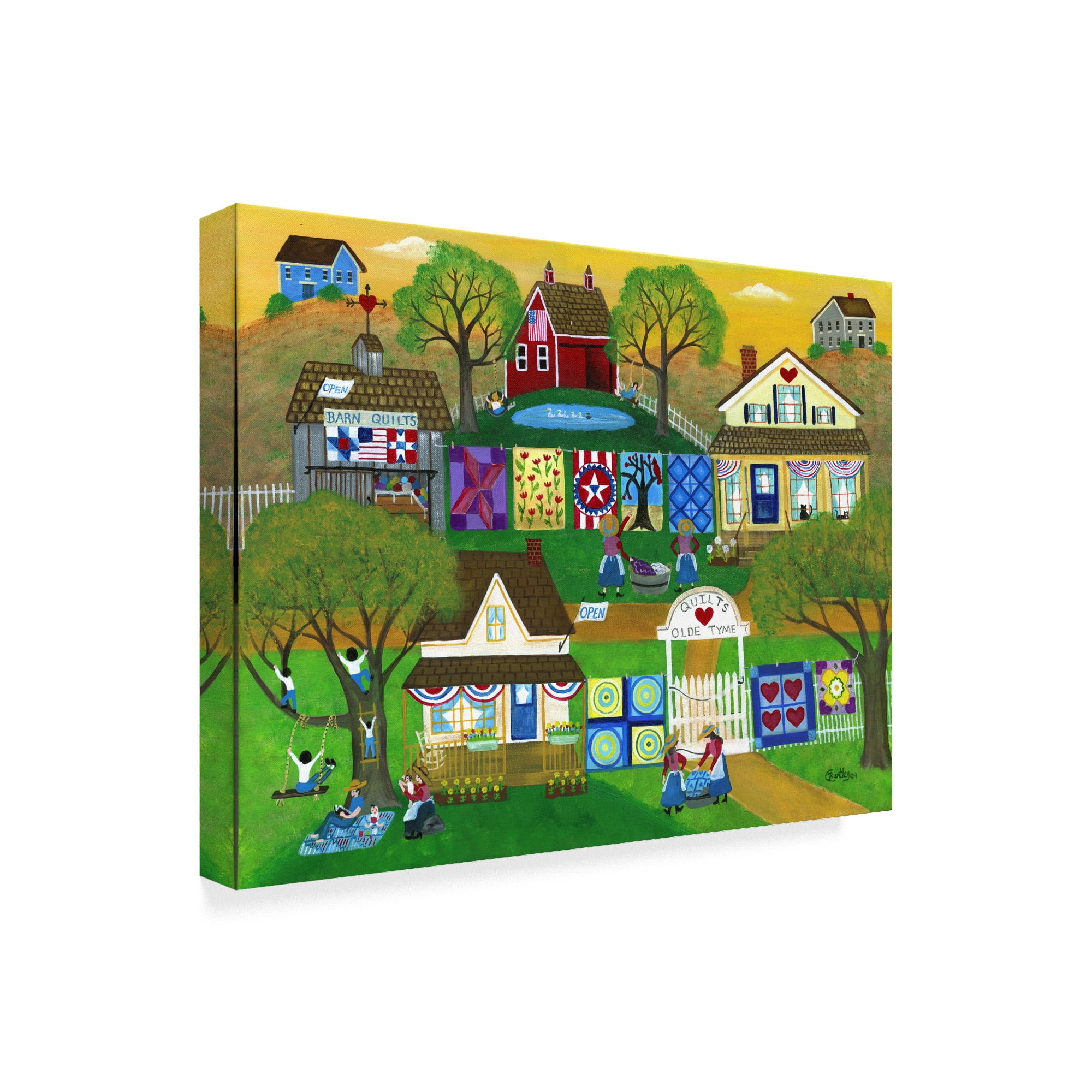 Trademark Fine Art 'Old Time Barn Folk Art Quilts' Canvas Art by Cheryl Bartley