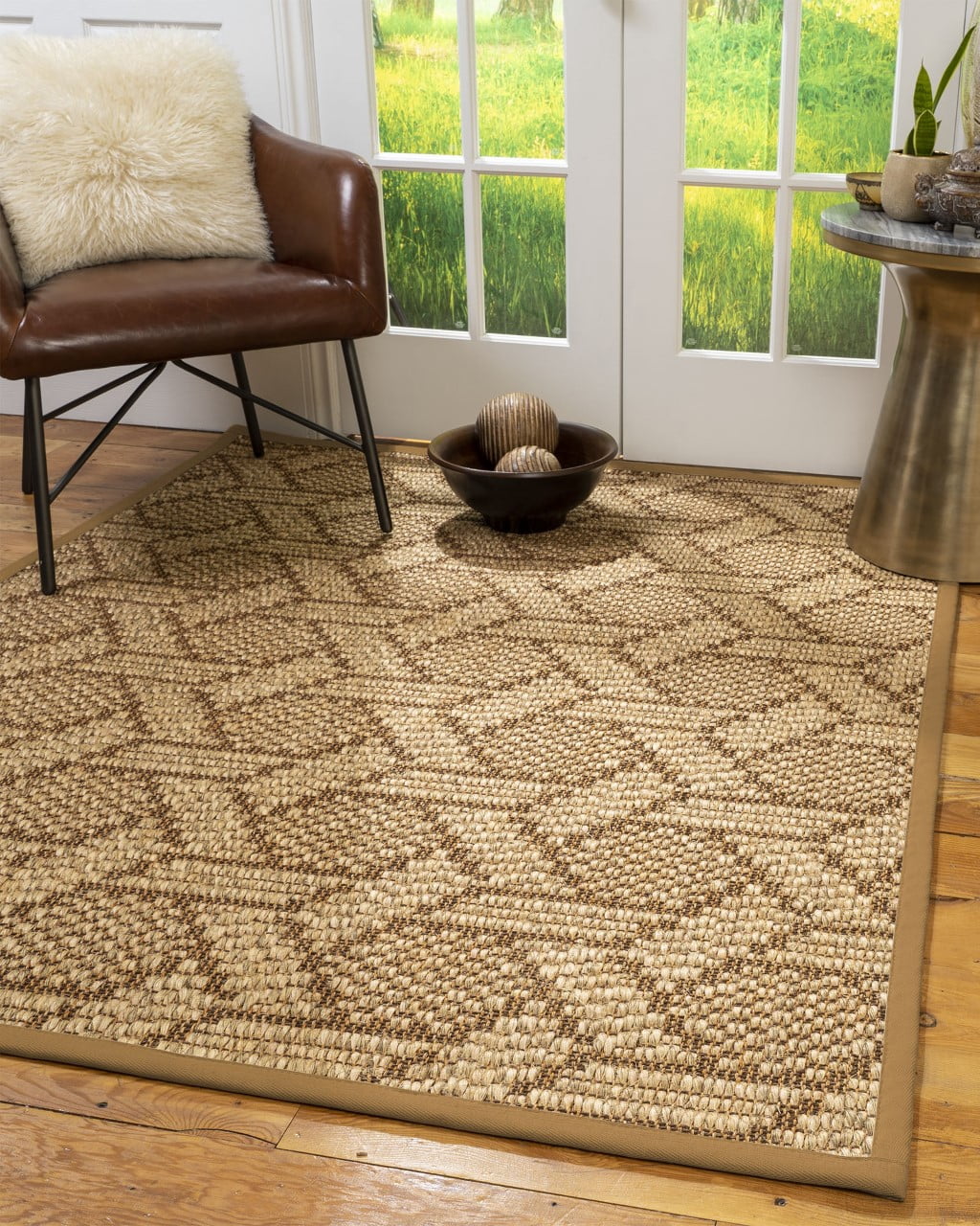 Natural Area Rugs Seattle Custom Sisal Rug, 10', Square Doe Border