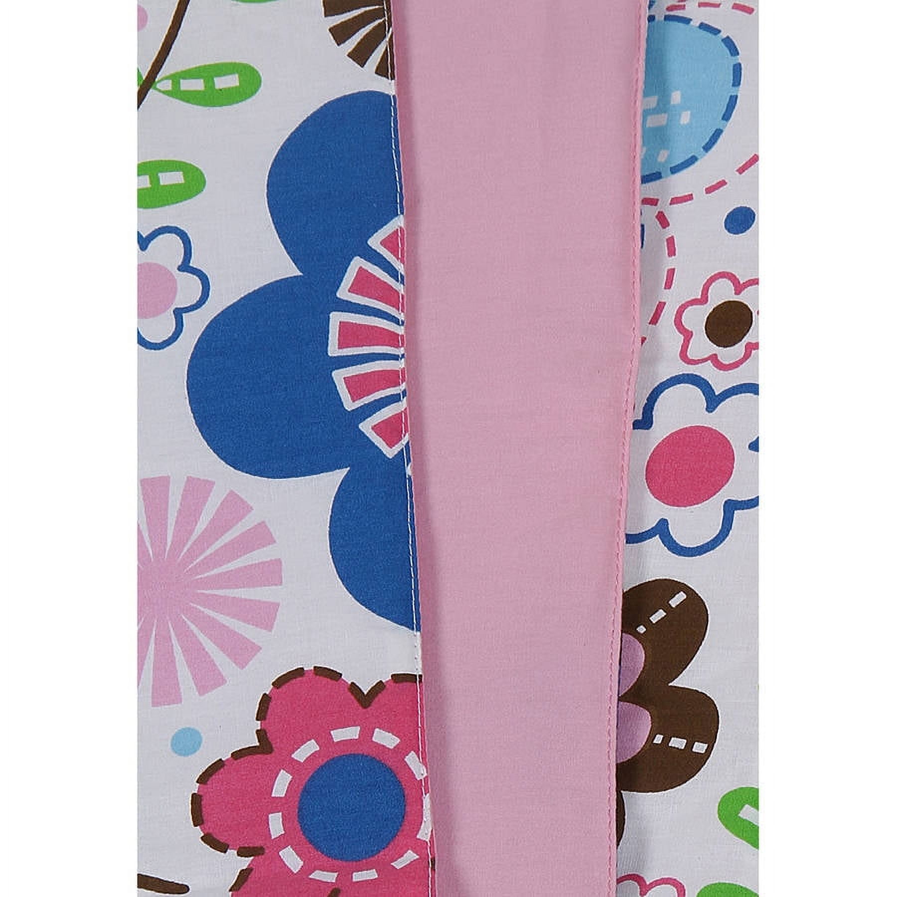Bacati - Botanical Floral with birds Pink Tailored with 100% Cotton Percale 13 inch drop Crib Skirt