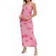 thumbnail image 1 of Vestido Midi Ajustado con Fruncido Floral para Mujer, de y de , Ideal para Invitadas de Boda, Cócteles y Salidas de Verano 2025. Rosa Roja L, 1 of 10