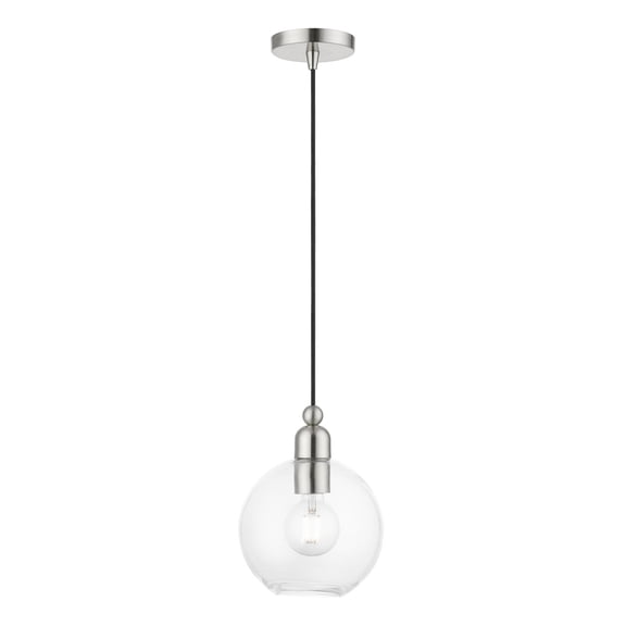 48972-91 Livex Lighting Downtown - 1 Light Sphere Pendant In Industrial Style-16.25 Inches Tall and 8 Inches Wide-Brushed Nickel Finish