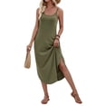 thumbnail image 3 of Women'S Summer Casual Sleeveless U Neck Dress Beach Cover Up Long Maxi Dresses with Pocket Green L, 3 of 10