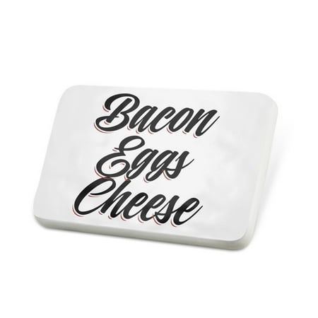 Porcelein Pin Vintage Lettering Bacon Eggs Cheese Lapel Badge –