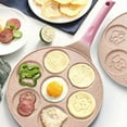 thumbnail image 4 of Pancake Pan 7-Cavity Cute Animals Pattern Non Stick Egg Frying Pan Fun Design for Kids 26cm Pink, 4 of 8