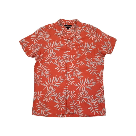 Marc Anthony Mens Coral Palm Leaf Slim Fit Short Sleeve Button-Down Shirt XXL