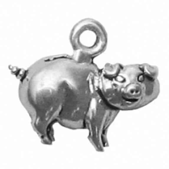 Sterling Silver 24" 1mm Box Chain Mini Piggy Bank Slot Pendant Necklace