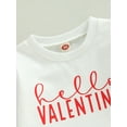 thumbnail image 5 of Bagilaanoe 2Pcs Toddler Baby Girl Valentine's Day Outfits Letter Print Long Sleeve Sweatshirts Tops + Heart Print Flare Trousers 6M 12M 18M 24M 3T 4T Kids Long Pants Set, 5 of 8