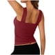 thumbnail image 5 of Blusa de poliéster para mujer, sin mangas, con cuello cuadrado y tirantes finos, de color liso, 5 of 9