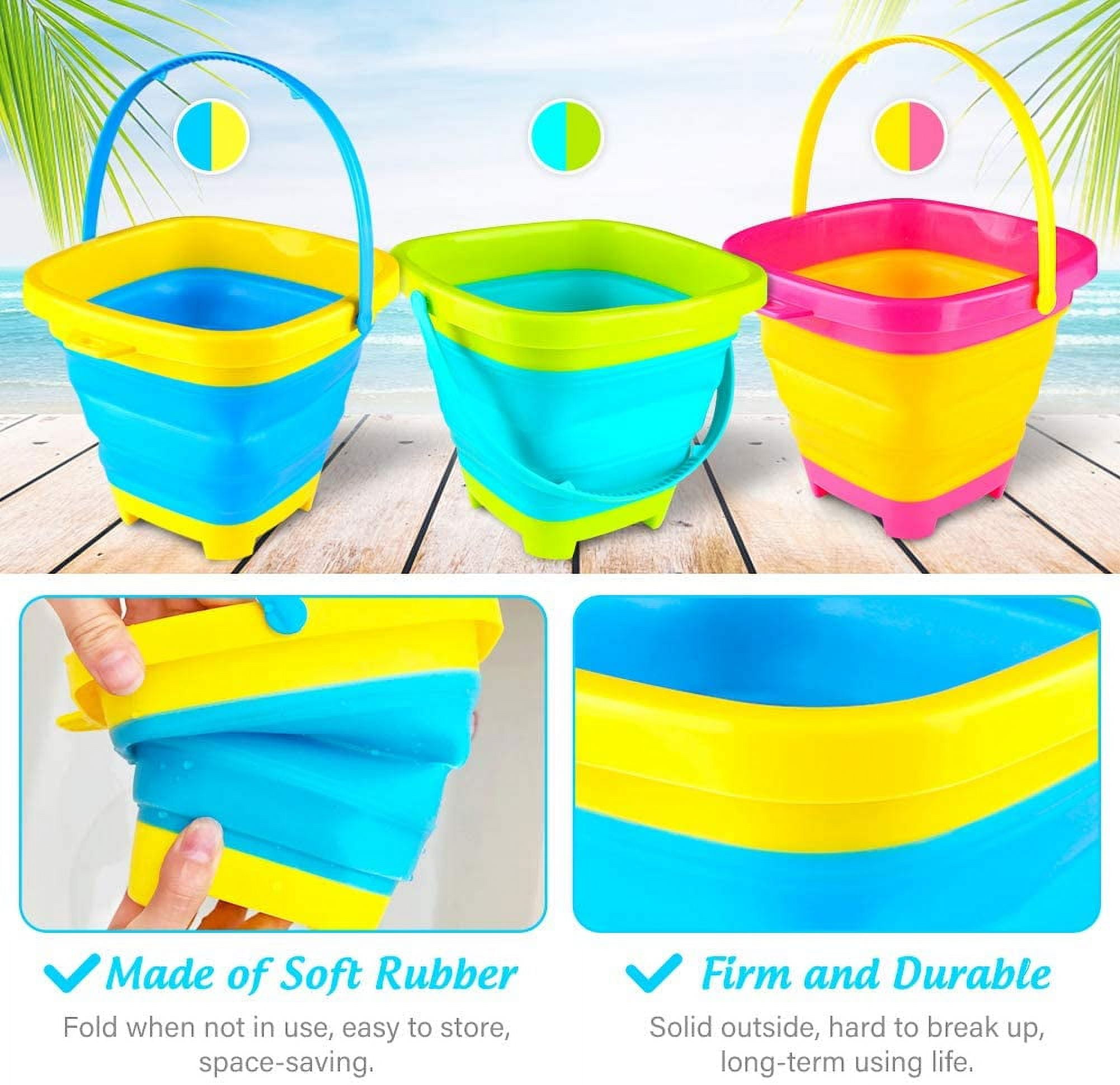 3 otters 3PCS Foldable Bucket, 2L Foldable Pail Bucket Sand Buckets  Silicone Collapsible Bucket, for Kids Beach Play Camping Gear Water and  Food Jug, Easter Buckets for Kids, Toys for The Beach 