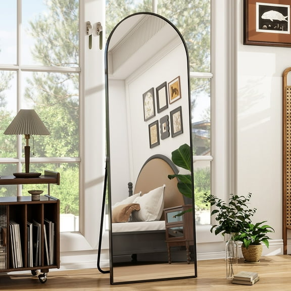 BEAUTYPEAK 59"x16" Arched Full Length Standing Full Body Floor Mirror,Black