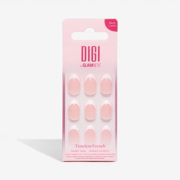 DIGI by Glamnetic Short Oval Artificial Press-on Nails, Timeless French, 24 Pieces