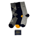 thumbnail image 2 of Polo Ralph Lauren Men's 3-Pair Argyle/Solid Dress Socks - Grey, Navy, Yellow Sock Size 10-13 Fits Shoe Size 6-12 1/2, 2 of 2