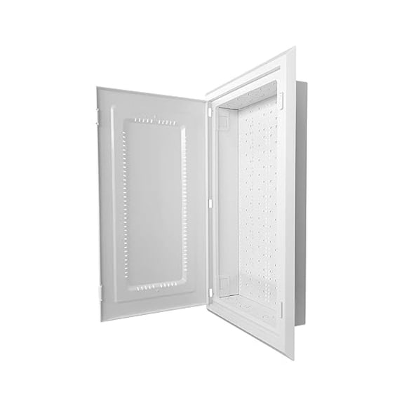 WiFi Wiring Cabinet 28" - Structured Media Enclosure - Foldable Mount - White - Home Network & AV System Organizer