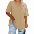 thumbnail image 3 of Womens Plus Size Tops Summer Short Sleeve Shirts for Women V Neck T Shirts Dressy Casual Loose Solid Tops, 3 of 4
