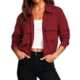 thumbnail image 6 of QINGFSAP Womens Lapel Button Front Jacket Long Sleeve Outdoor Casual with Pockets Lightweight Top, 6 of 9