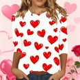 thumbnail image 2 of YUEHUA 3/4 Sleeve Blouses for Women Casual Cozy Soft O Neck Valentine's Day I Love You Printed T-Shirts Teacher Valentine Shirt Tees Tops, 2 of 4