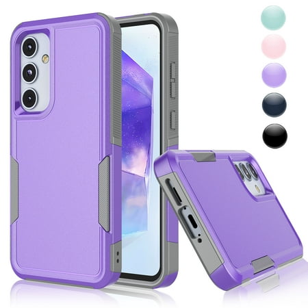 Njjex for Samsung Galaxy A35 5G Phone Case,Shockproof Dust/Drop Proof 2-Layer Full Body Protective Heavy Duty Durable Rugged Hybrid Cover for Galaxy A35 5G,Purple