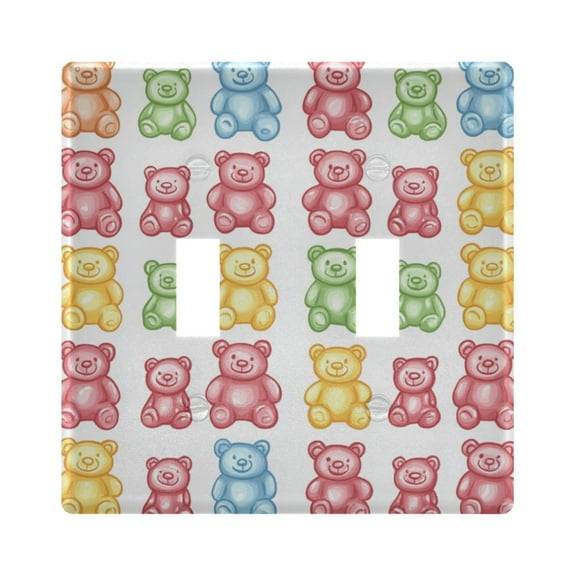 Yayeee Toggle Light Switch Wall Plate 2-Gang 4.56"x4.48" Decorative Outlet Cover, Gummy Bear Pattern