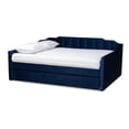 thumbnail image 3 of Baxton Studio Lennon Modern and Contemporary Navy Blue Velvet Fabric Upholstered Queen Size Daybed with Trundle, 3 of 7