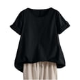 thumbnail image 2 of Otntypg T-Shirts for Women Loose Lightweight Casual Summer Button Rolled-up Short Sleeve Crew Neck Basic Cotton Tees Shirt Loose Fit Tunic Blouses Black XXL, 2 of 9