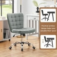 thumbnail image 5 of CRXX Armless Desk Chair Modern Tufted Office Chair Faux Leather Upholstered Computer Chair with Adjustable Seat Height and Rolling Wheels for Home/Office, Light Gray, 5 of 9