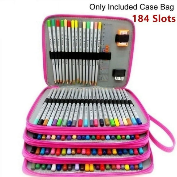 Willstar 184 Slots FASHION DESIGN Colored Pencil Case Large Capacity Soft and PU Leather Pencil Holder Organizer with Carrying Handle (Not Included Pens)