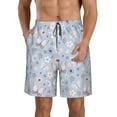 thumbnail image 2 of Uemuo Blue Butterfly Pattern Men's Swim Trunks Hawaiian Beach Bathing Suit Swimsuits Beach Quick-Dry Shorts with Pockets-, 2 of 9