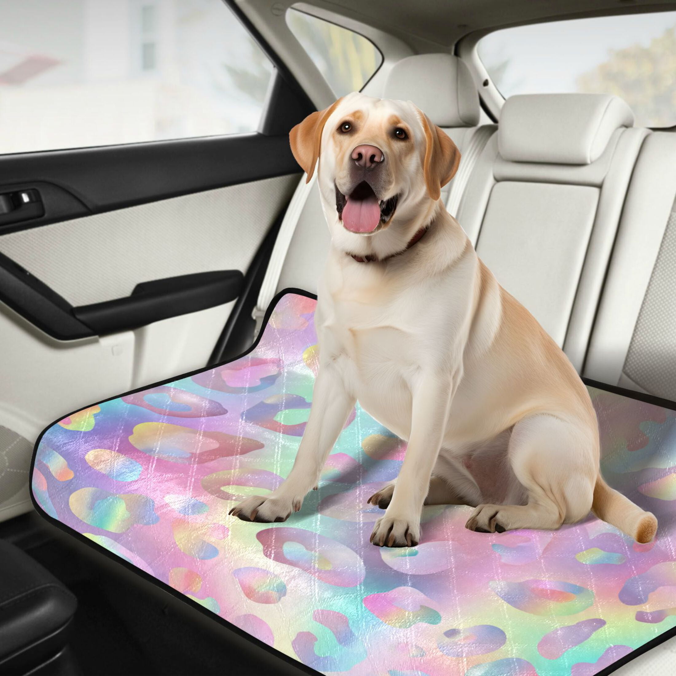 Qxltty Colorful Leopard Print Cat litter Pads Pet Set of 2 Diaper Mats Center Anti-leakage Layer Absorbent Soft and Comfortable
