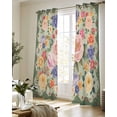 thumbnail image 5 of Green Boho Flower Sheer Curtains 63 Inch Length 2 Panels Set for Living Room/Bedroom, Spring Watercolor Country Floral Plant Kitchen Curtains Grommet Semi-Sheer Curtains Window Treatments 42"x63"x2, 5 of 7