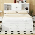 thumbnail image 3 of Euroco Queen Size Platform Bed with Storage Headboard and 8 Drawers, White, 3 of 23